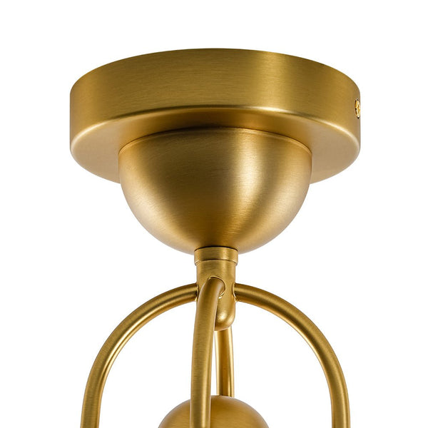 Chandelierias - Modern 1 - Light Clear Domed Globe Semi - flush Mount - Semi Flush - Brass - 