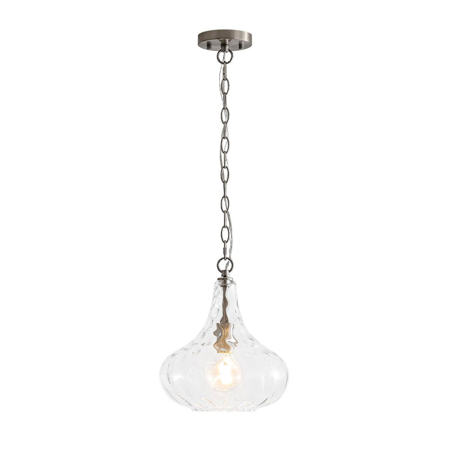 Chandelierias - Modern 1 - Light Clear Hammered Glass Mini Pendant - Pendant - Brass - 