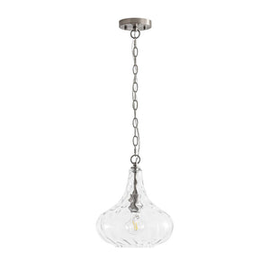 Chandelierias - Modern 1 - Light Clear Hammered Glass Mini Pendant - Pendant - Brass - 