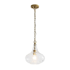 Chandelierias - Modern 1 - Light Clear Hammered Glass Mini Pendant - Pendant - Brass - 