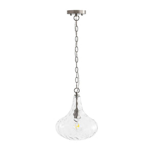 Chandelierias - Modern 1 - Light Clear Hammered Glass Mini Pendant - Pendant - Nickel - 