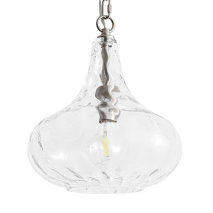 Chandelierias - Modern 1 - Light Clear Hammered Glass Mini Pendant - Pendant - Nickel - 