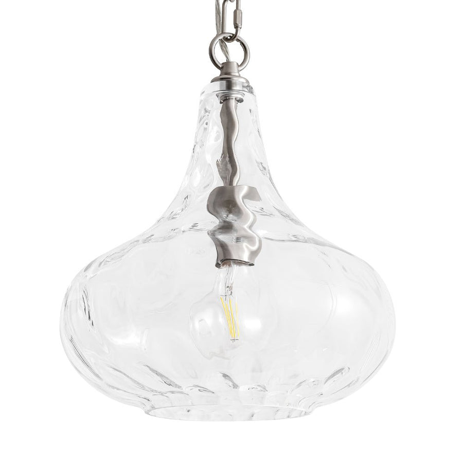 Chandelierias - Modern 1 - Light Clear Hammered Glass Mini Pendant - Pendant - Nickel - 