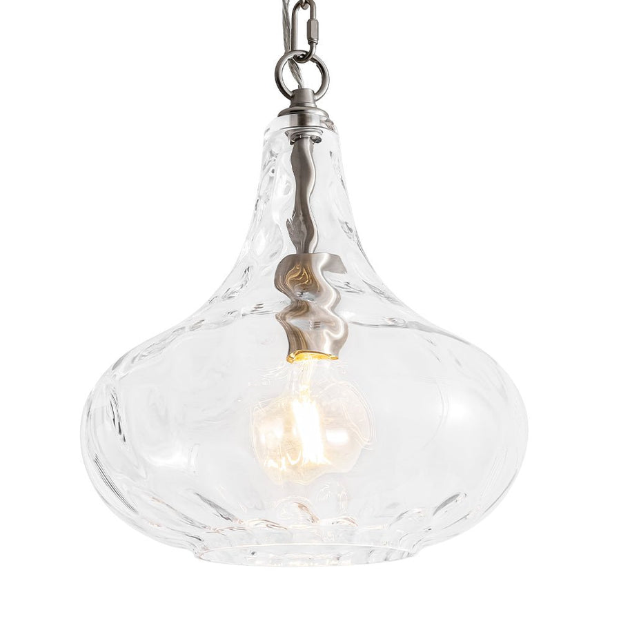 Chandelierias - Modern 1 - Light Clear Hammered Glass Mini Pendant - Pendant - Nickel - 