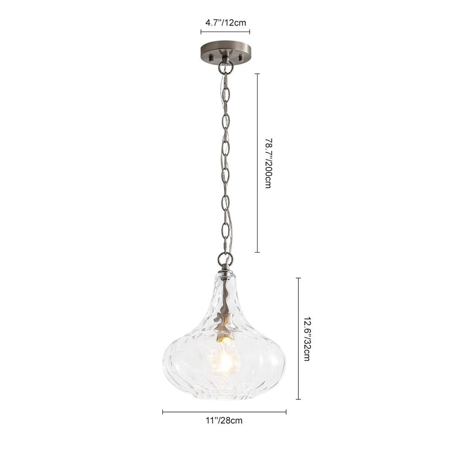 Chandelierias - Modern 1 - Light Clear Hammered Glass Mini Pendant - Pendant - Nickel - 