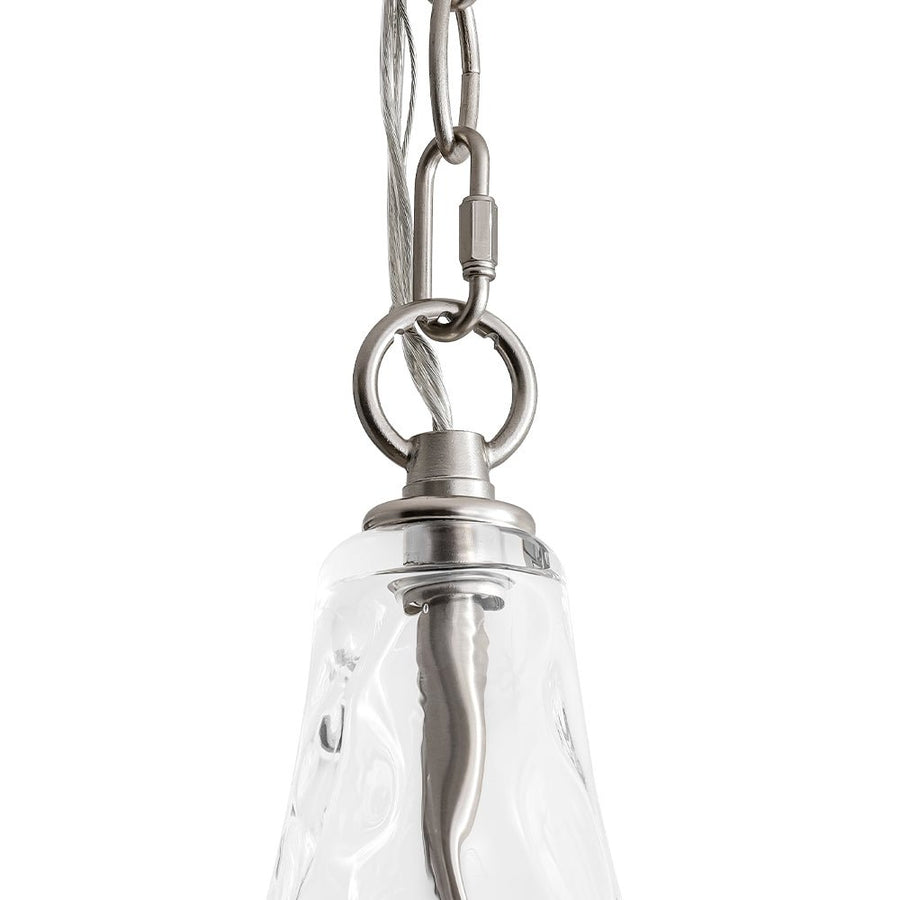 Chandelierias - Modern 1 - Light Clear Hammered Glass Mini Pendant - Pendant - Nickel - 