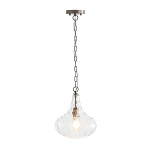 Chandelierias - Modern 1 - Light Clear Hammered Glass Mini Pendant - Pendant - Nickel - 