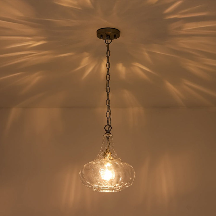 Chandelierias - Modern 1 - Light Clear Hammered Glass Mini Pendant - Pendant - Nickel - 