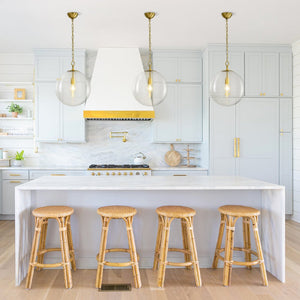 Chandelierias - Modern 1 - Light Clear Ribbed Glass Globe Kitchen Pendant - Pendants - Brushed Brass - 