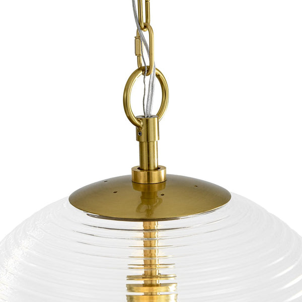 Chandelierias - Modern 1 - Light Clear Ribbed Glass Globe Kitchen Pendant - Pendants - Brushed Brass - 