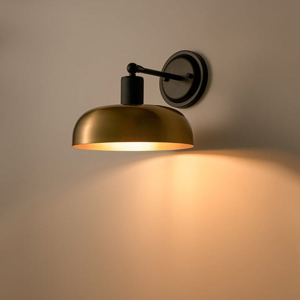 Chandelierias - Modern 1 - Light Dimmable Dome Wall Sconce - Wall Light - Black & Brass - 