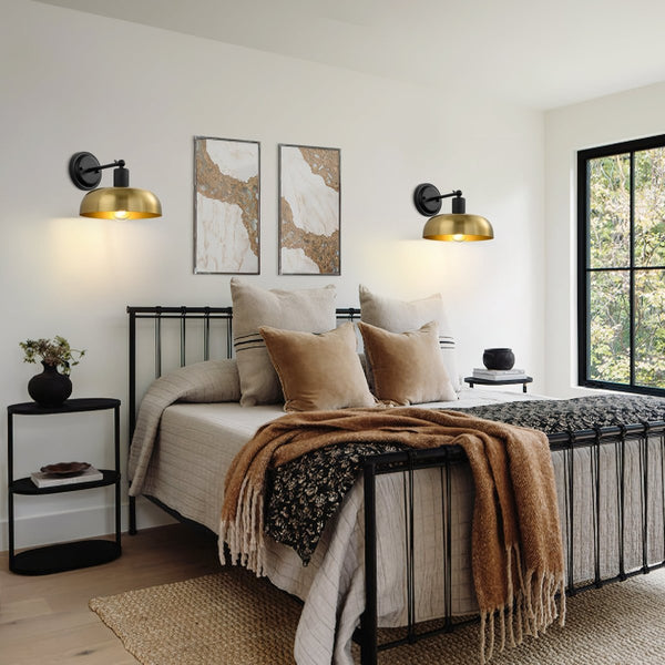 Chandelierias - Modern 1 - Light Dimmable Dome Wall Sconce - Wall Light - Black & Brass - 