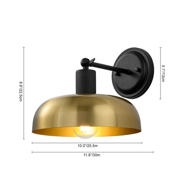 Chandelierias - Modern 1 - Light Dimmable Dome Wall Sconce - Wall Light - Black & Brass - 