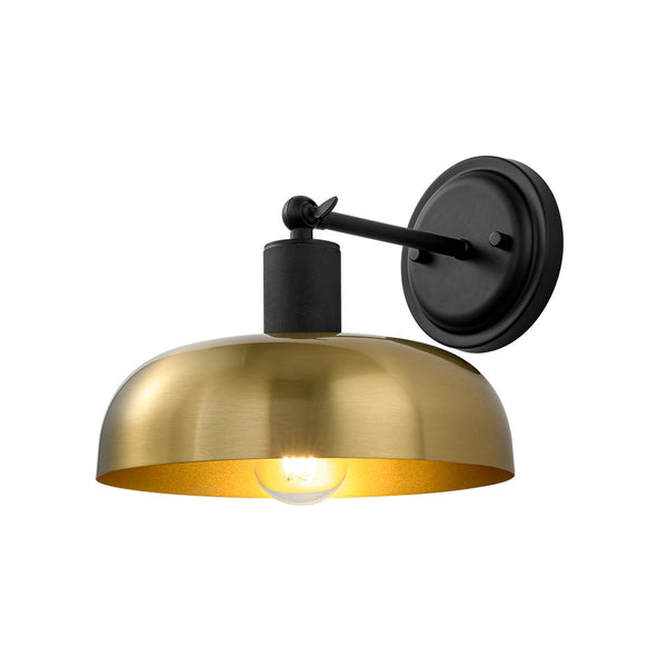 Chandelierias - Modern 1 - Light Dimmable Dome Wall Sconce - Wall Light - Black & Brass - 