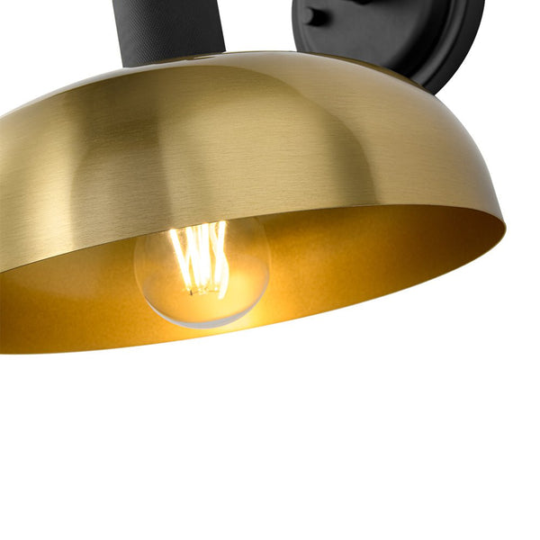 Chandelierias - Modern 1 - Light Dimmable Dome Wall Sconce - Wall Light - Black & Brass - 