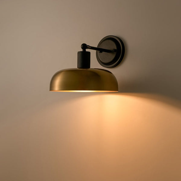 Chandelierias - Modern 1 - Light Dimmable Dome Wall Sconce - Wall Light - Black & Brass - 