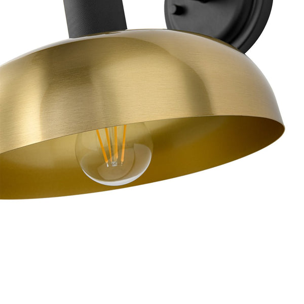 Chandelierias - Modern 1 - Light Dimmable Dome Wall Sconce - Wall Light - Black & Brass - 