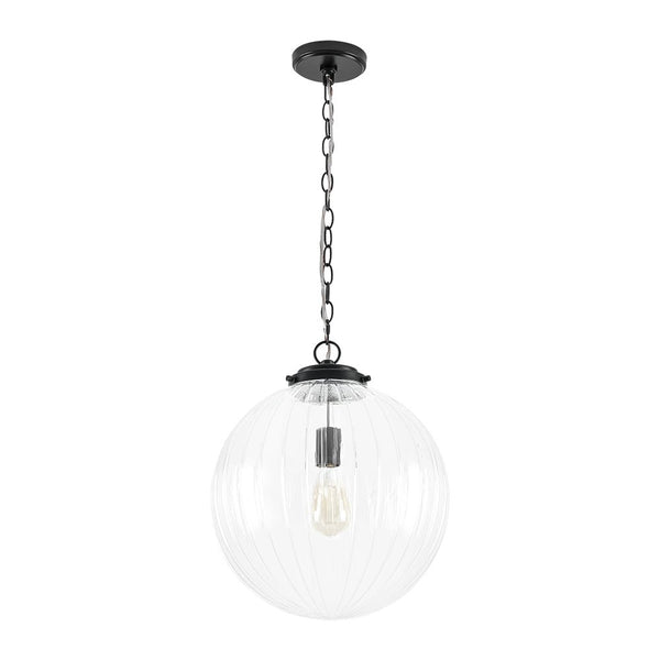 Chandelierias - Modern 1 - Light Dimmable Ribbed Glass Pendant - Pendant - Black - 