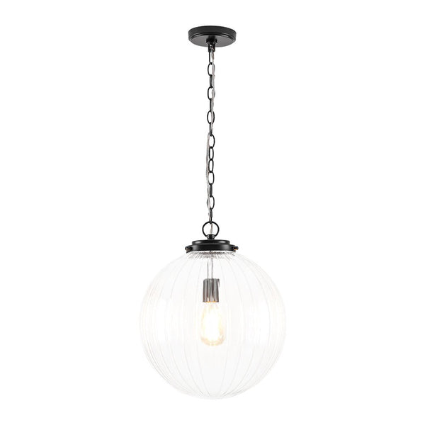 Chandelierias - Modern 1 - Light Dimmable Ribbed Glass Pendant - Pendant - Black - 