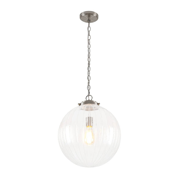 Chandelierias - Modern 1 - Light Dimmable Ribbed Glass Pendant - Pendant - Black - 