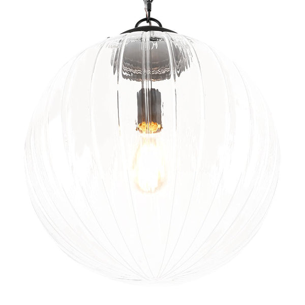 Chandelierias - Modern 1 - Light Dimmable Ribbed Glass Pendant - Pendant - Black - 
