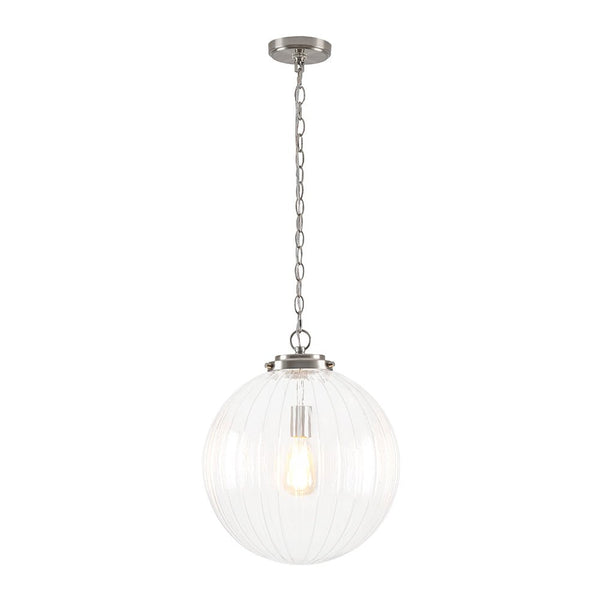 Chandelierias - Modern 1 - Light Dimmable Ribbed Glass Pendant - Pendant - Black - 