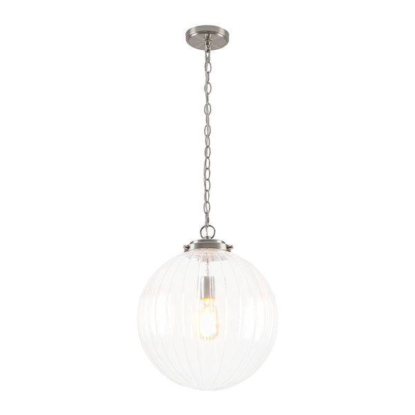 Chandelierias - Modern 1 - Light Dimmable Ribbed Glass Pendant - Pendant - Black - 
