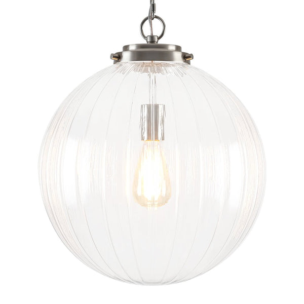 Chandelierias - Modern 1 - Light Dimmable Ribbed Glass Pendant - Pendant - Black - 