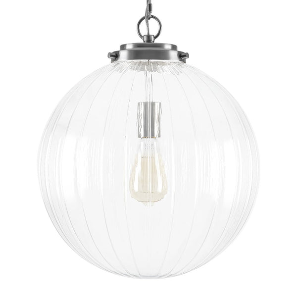 Chandelierias - Modern 1 - Light Dimmable Ribbed Glass Pendant - Pendant - Black - 
