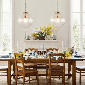 Chandelierias - Modern 1 - Light Dimmable Ribbed Glass Pendant - Pendant - Brass - 