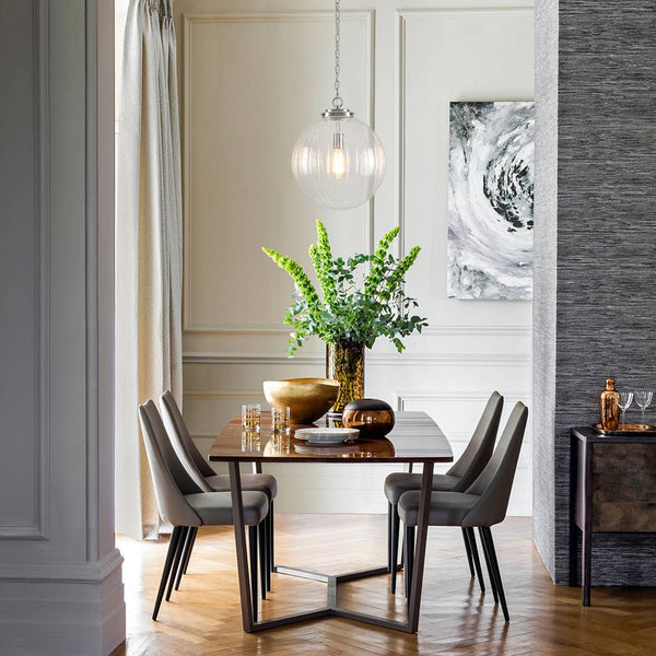 Chandelierias - Modern 1 - Light Dimmable Ribbed Glass Pendant - Pendant - Nickel - 