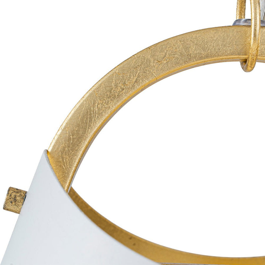 Chandelierias - Modern 1 - Light Gold Leaf Hanging Metal Barrel Pendant - Pendant - White - 