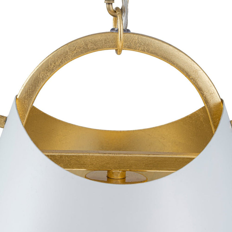 Chandelierias - Modern 1 - Light Gold Leaf Hanging Metal Barrel Pendant - Pendant - White - 