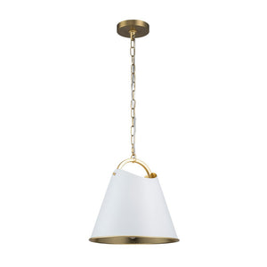 Chandelierias - Modern 1 - Light Gold Leaf Hanging Metal Barrel Pendant - Pendant - White - 