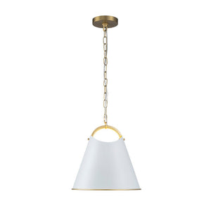 Chandelierias - Modern 1 - Light Gold Leaf Hanging Metal Barrel Pendant - Pendant - White - 