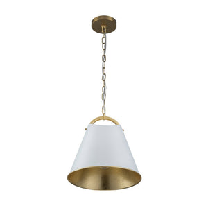 Chandelierias - Modern 1 - Light Gold Leaf Hanging Metal Barrel Pendant - Pendant - White - 