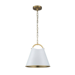 Chandelierias - Modern 1 - Light Gold Leaf Hanging Metal Barrel Pendant - Pendant - White - 