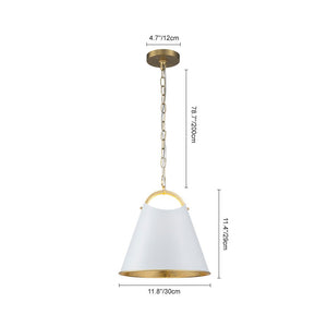 Chandelierias - Modern 1 - Light Gold Leaf Hanging Metal Barrel Pendant - Pendant - White - 