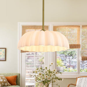 Chandelierias - Modern 1 - Light Milky White Daisy Glass Pendant - Pendants - Brass - 