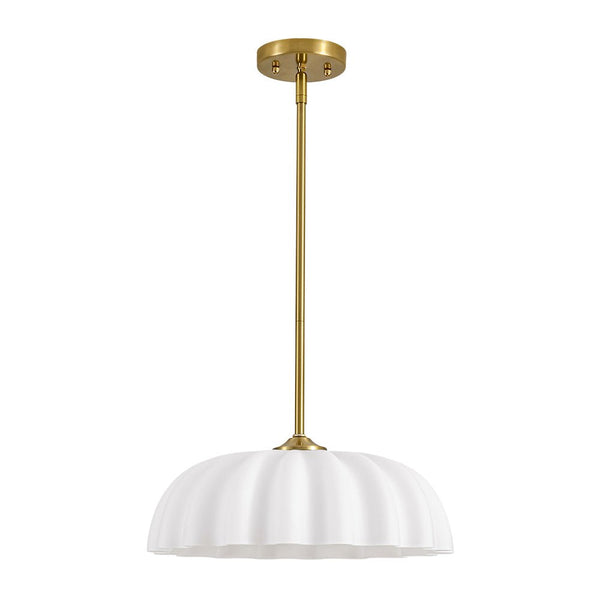 Chandelierias-Modern 1-Light Milky White Daisy Glass Pendant-Pendants-Brass-