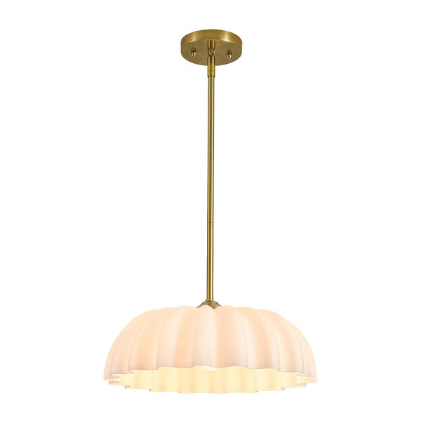 Chandelierias - Modern 1 - Light Milky White Daisy Glass Pendant - Pendants - Brass (Back - order) - 