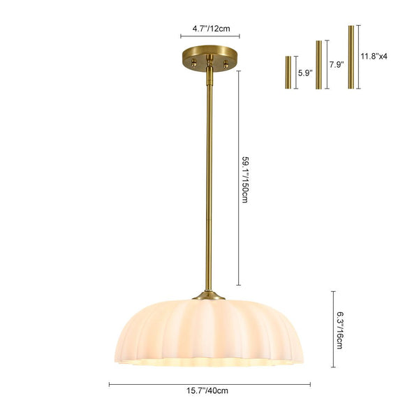 Chandelierias - Modern 1 - Light Milky White Daisy Glass Pendant - Pendants - Brass (Back - order) - 