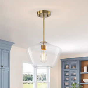 Chandelierias-Modern 1-Light Sculptural Geo Glass Pendant-Pendants-Brushed Brass-1-Pack