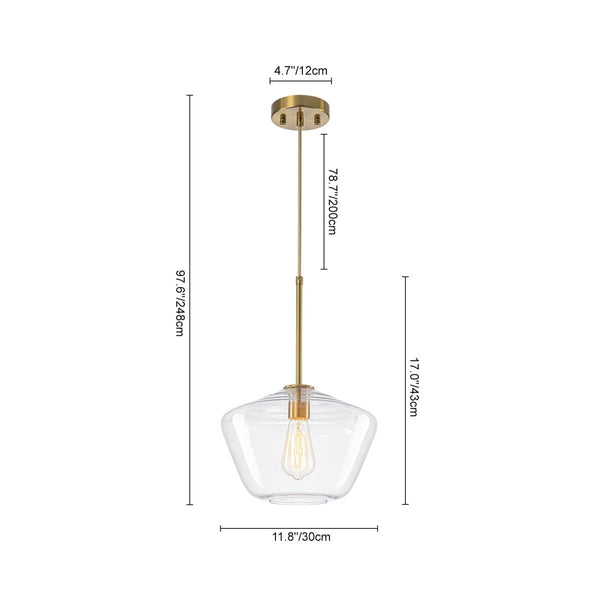 Chandelierias-Modern 1-Light Sculptural Geo Glass Pendant-Pendants-Brushed Brass-2-Pack