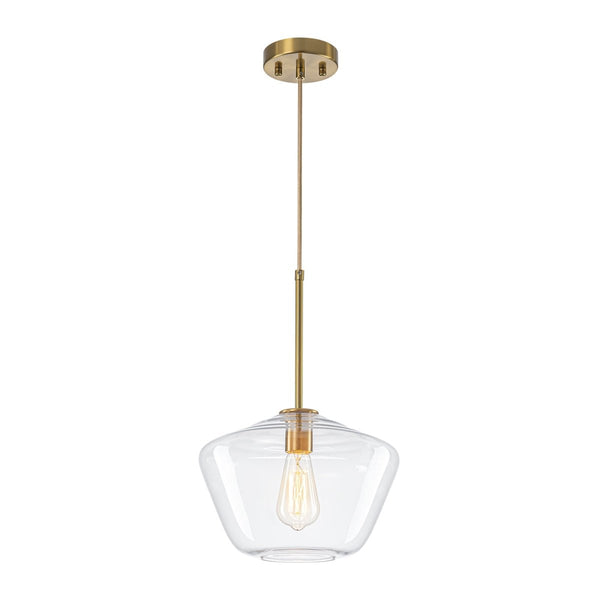 Chandelierias-Modern 1-Light Sculptural Geo Glass Pendant-Pendants-Brushed Brass-2-Pack