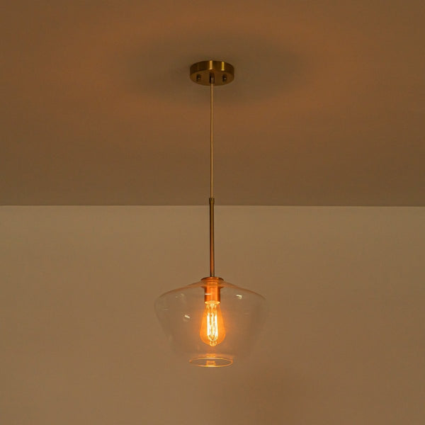 Chandelierias-Modern 1-Light Sculptural Geo Glass Pendant-Pendants-Brushed Brass-2-Pack