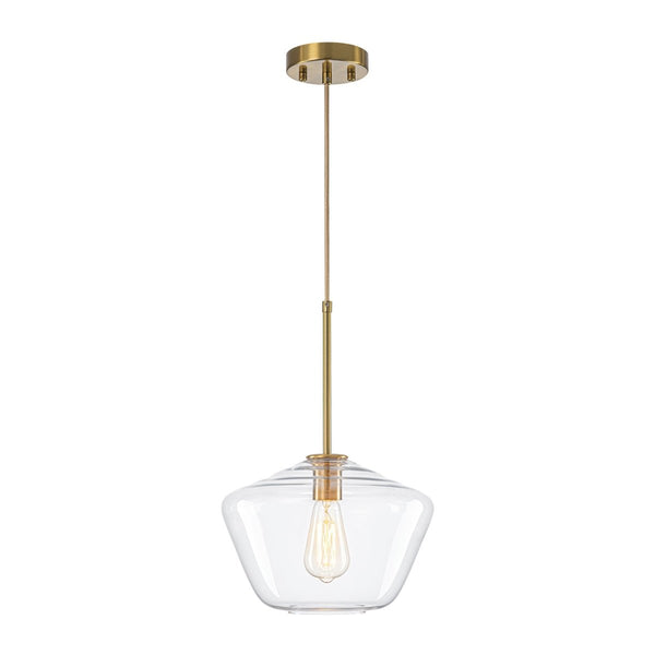 Chandelierias-Modern 1-Light Sculptural Geo Glass Pendant-Pendants-Brushed Brass-2-Pack