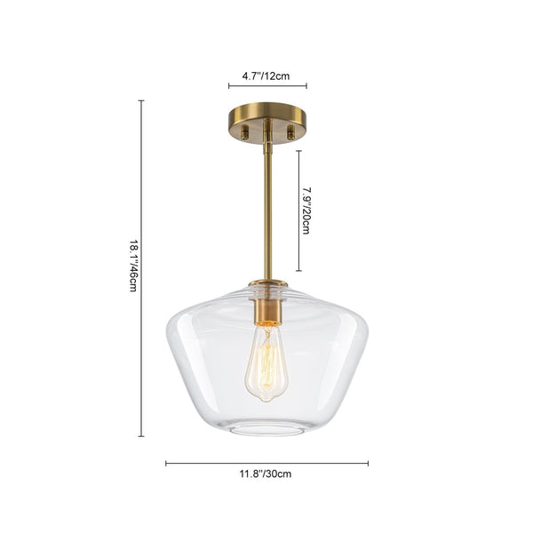 Chandelierias-Modern 1-Light Sculptural Geo Glass Pendant-Pendants-Brushed Brass-2-Pack
