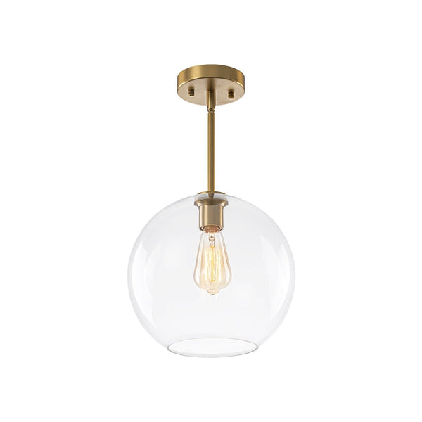 Chandelierias-Modern 1-Light Sculptural Glass Globe Pendant-Pendants-Brushed Brass-