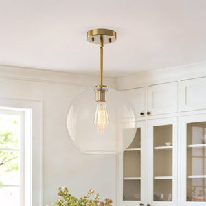 Chandelierias-Modern 1-Light Sculptural Glass Globe Pendant-Pendants-Brushed Brass-